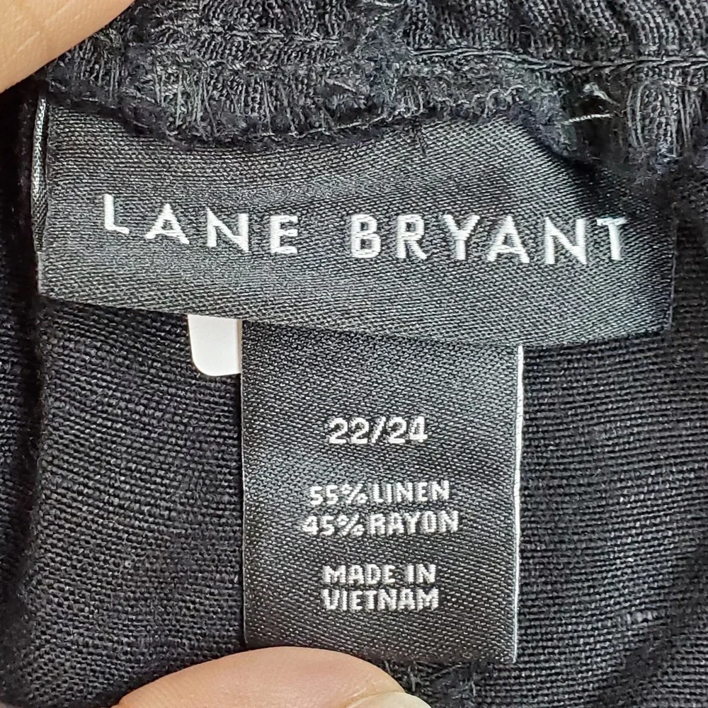 Lane Bryant Women Pants 22/24 Black Linen Wide Leg Baggy Coastal Beach NWT